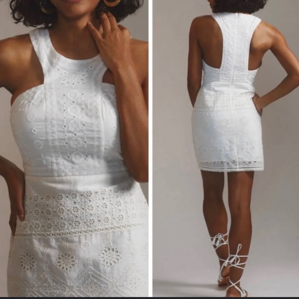 ANTHROPOLOGIE by Maeve embroidered mini eyelet dress, size 12 NEW WITH TAGS